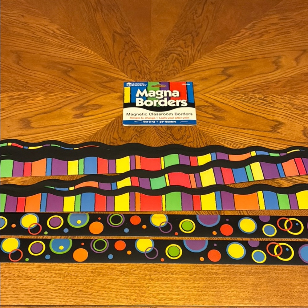 Magna Borders - Colorful Classroom Decorations Magnetic Whiteboard Boarders LER3
